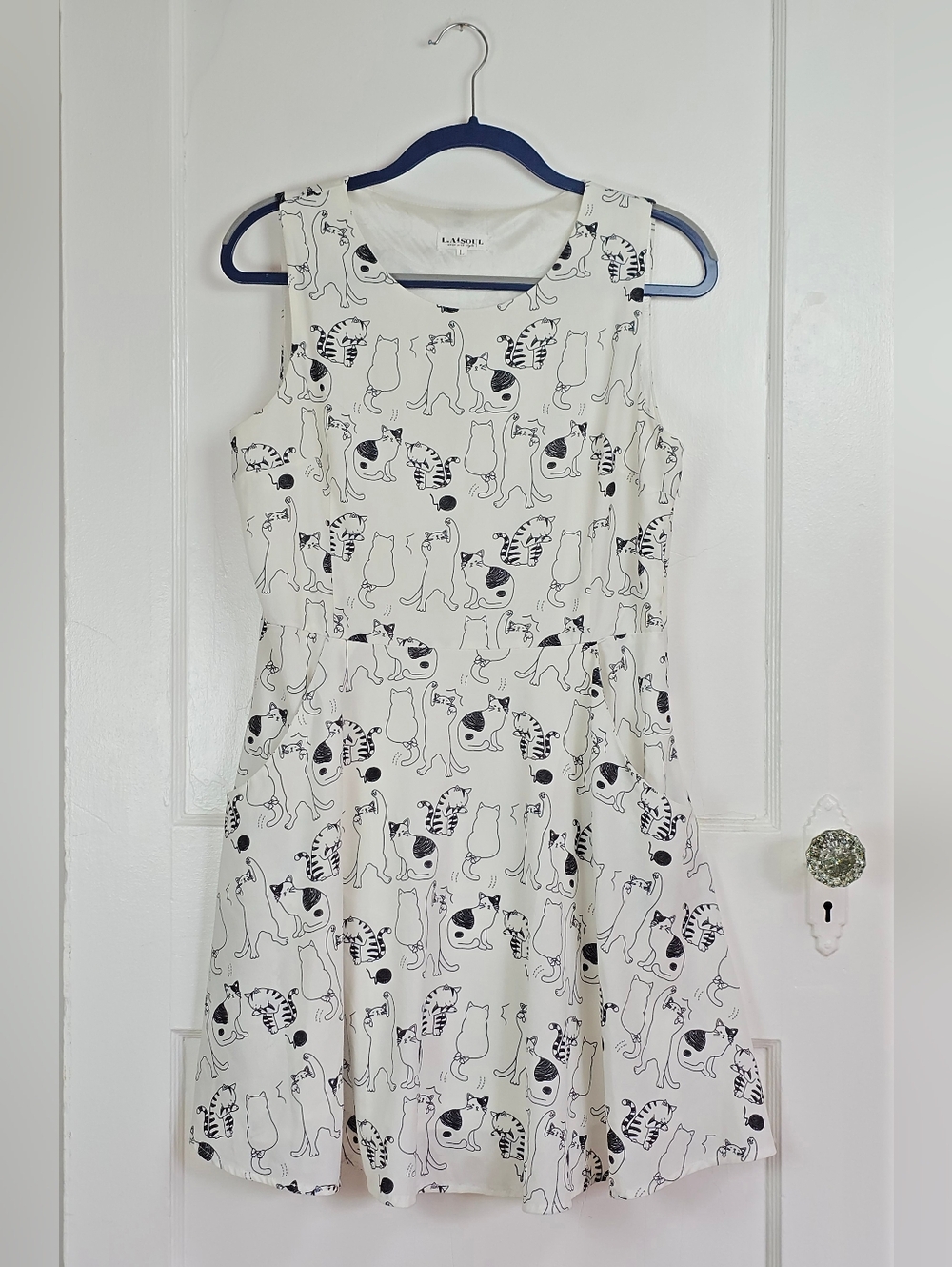 LA Soul Black and White Kitty Dress M